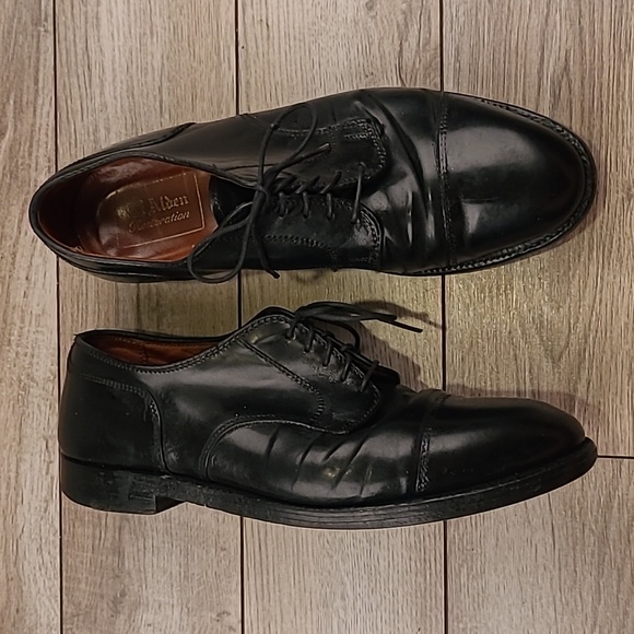 ALDEN 2161 Shell Cordovan Black Leather Sz 7.5 B/D Mens Cap‎ Toe Blucher Shoes - Picture 1 of 9